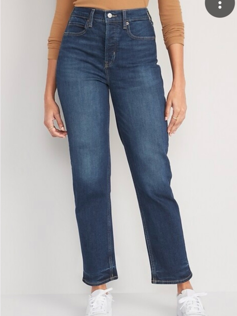 High-Waisted Button-Fly Straight Leg Jeans